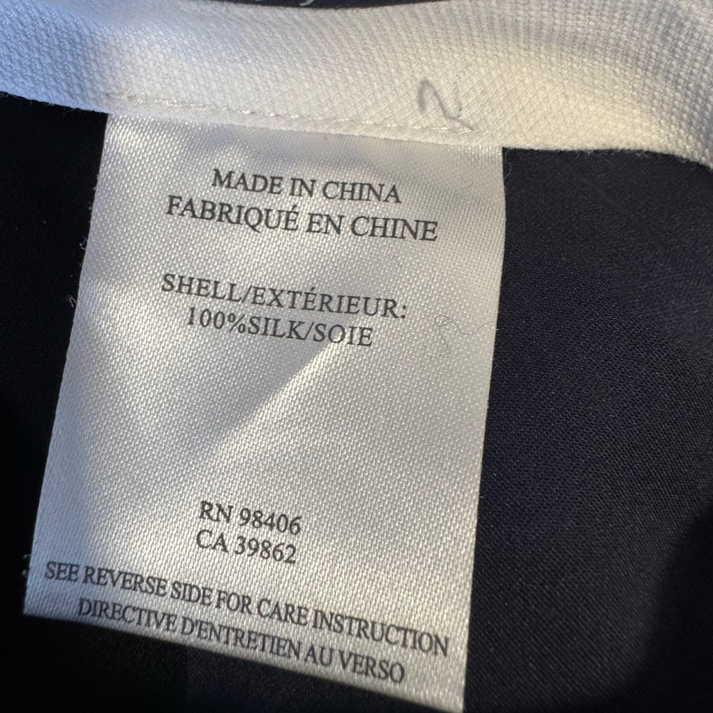 Theory 100% Silk Blue and Black Wide-Leg Trousers - Picture 3 of 11